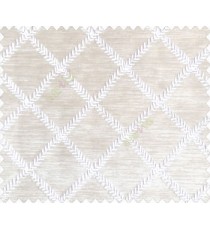 Contemporary White embroidery on light khaki brown base fabric with square pattern design main curtain